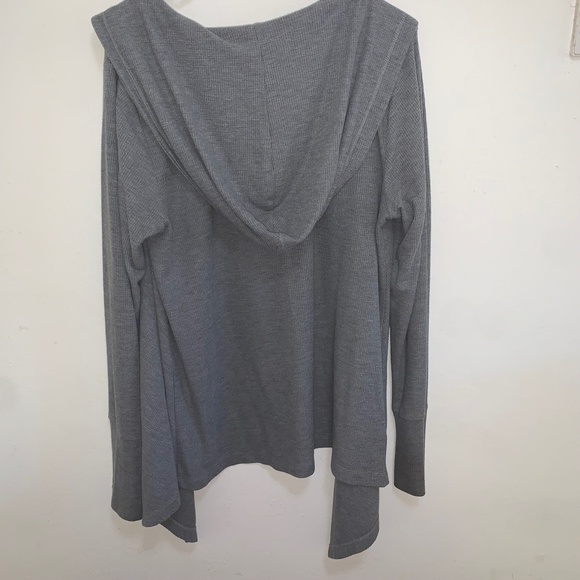 Scoop Grey Hooded Drape Front Cardigan, Size L, Like New - Picture 6 of 6